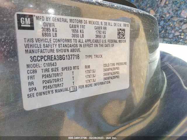 2011 CHEVROLET SILVERADO 1500 VIN: 3GCPCREA3BG137718