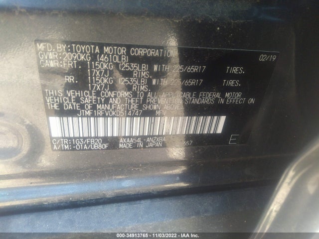 Toyota RAV4 LE 2019 JTMF1RFV0KD514747 Image 10