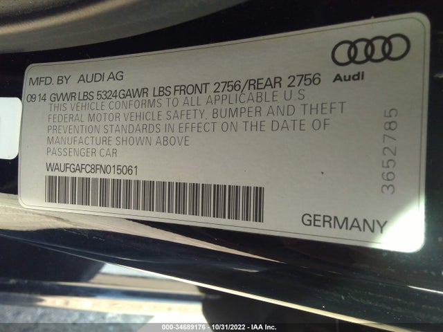 2015 Audi A6, VIN: WAUFGAFC8FN015061
