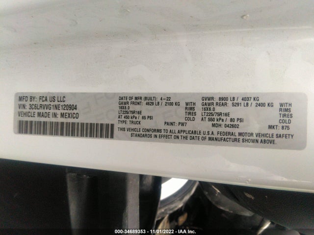 2022 Ram Promaster, VIN: 3C6LRVVG1NE120904