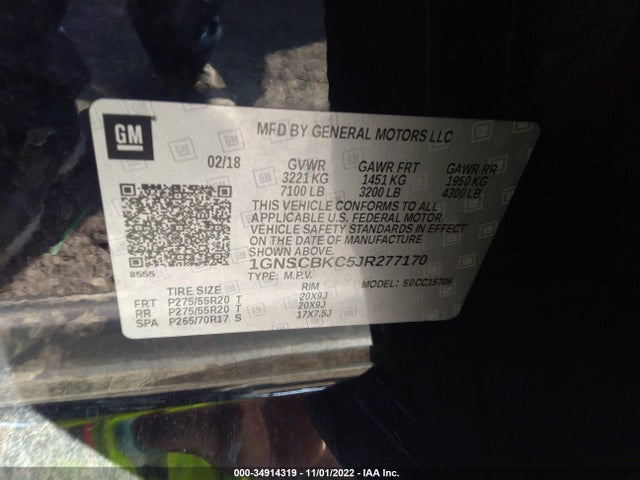 2018 Chevrolet Tahoe, VIN: 1GNSCBKC5JR277170
