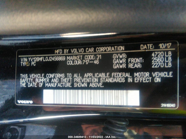 2018 Volvo S60, VIN: YV126MFL0J2456869