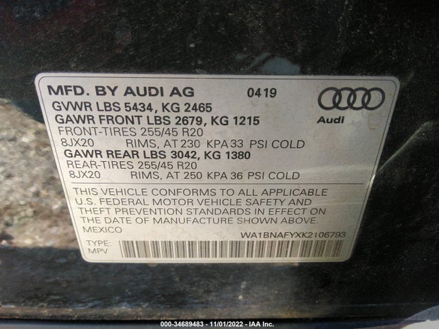 2019 Audi Q5, VIN: WA1BNAFYXK2106793
