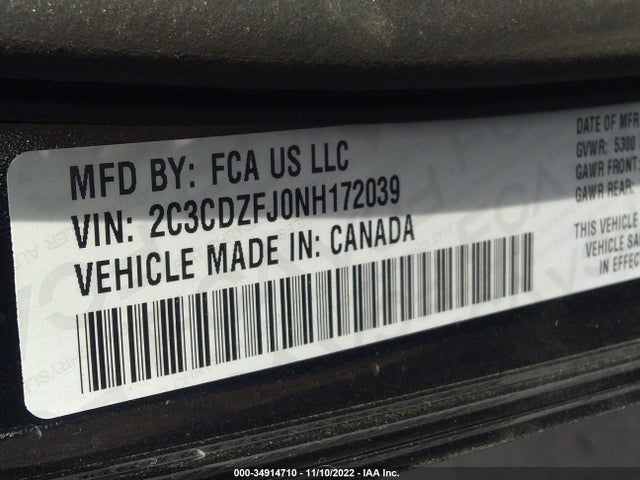 Dodge Challenger R/t Scat Pack 2022 2C3CDZFJ0NH172039 Image 9
