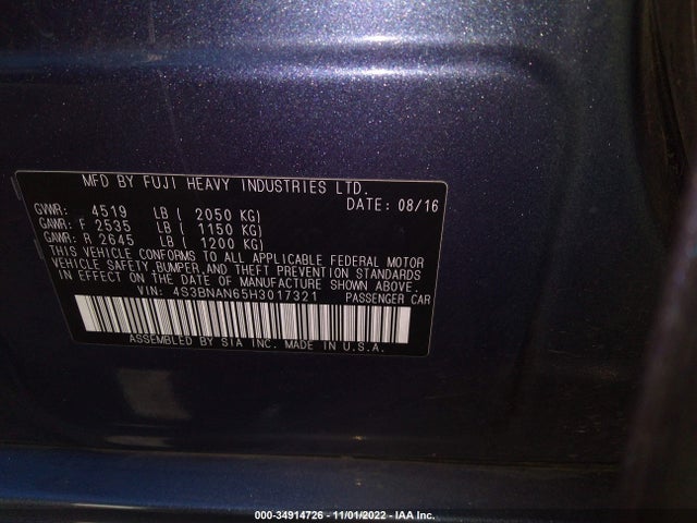 2017 Subaru Legacy, VIN: 4S3BNAN65H3017321