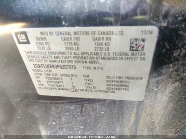 2015 GMC Terrain, VIN: 2GKFLWEK9F6207313