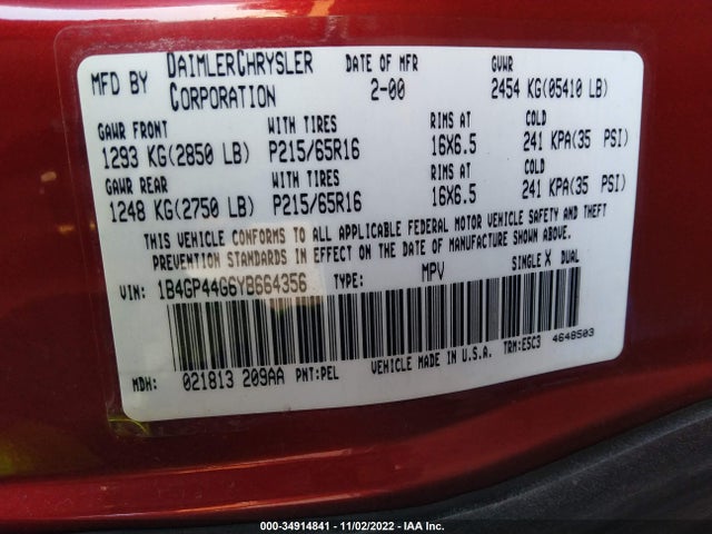 Dodge Grand Caravan Se 2000 1B4GP44G6YB664356 Image 10