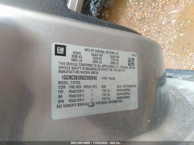 2013 CHEVROLET SILVERADO 1500 LT VIN: 1GCRCSE08DZ382640