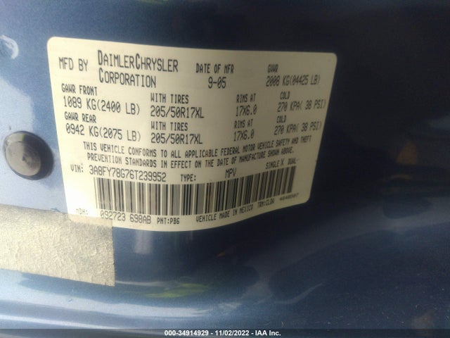 3A8FY78G76T239952 Chrysler Pt Cruiser Gt