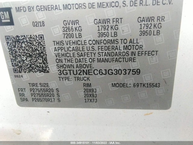 GMC Sierra 1500 Slt 2018 3GTU2NEC6JG303759 Image 9