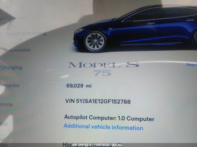 Tesla Model S 70 Kwh 2016 5YJSA1E12GF152788 Image 9