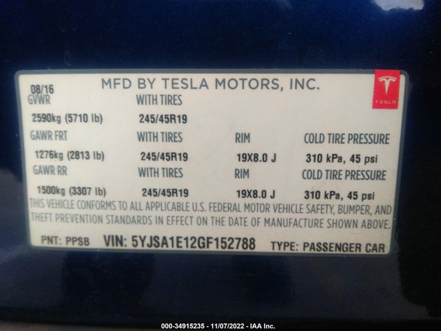 Tesla Model S 70 Kwh 2016 5YJSA1E12GF152788 Image 11