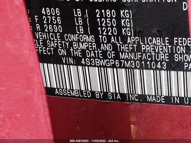 Subaru Legacy Touring Xt 2021 4S3BWGP67M3011043 Image 9