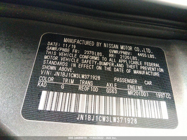 2020 Nissan Qashqai, VIN: JN1BJ1CW3LW371928