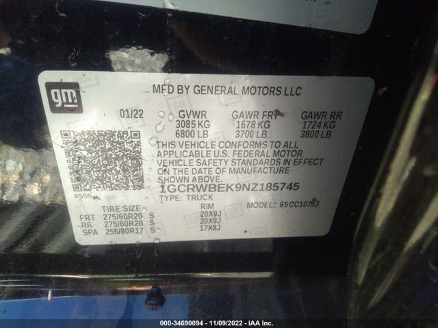 Chevrolet Silverado 1500 Ltd Custom 2022 1GCRWBEK9NZ185745 Image 9