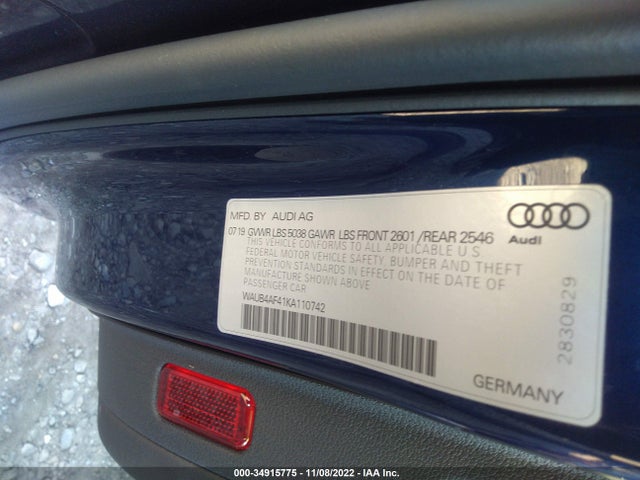 2019 Audi S4, VIN: WAUB4AF41KA110742
