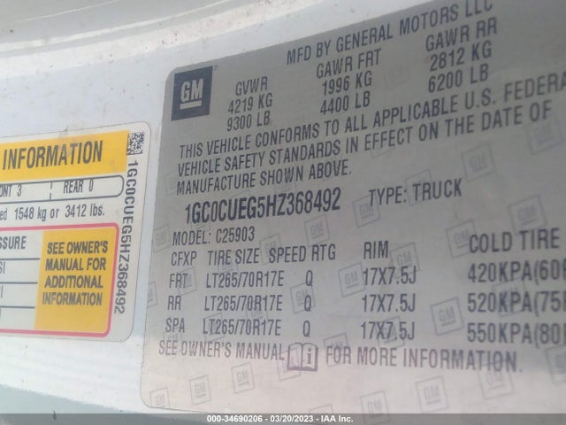 Chevrolet Silverado 2500hd Wt 2017 1GC0CUEG5HZ368492 Image 9