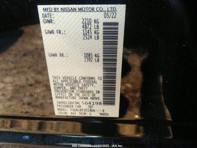 2022 Nissan Leaf, VIN: 1N4BZ1BV3NC564198