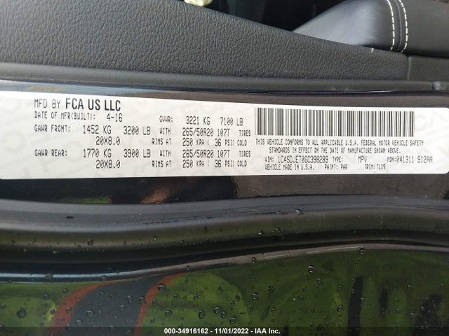 Dodge Durango Citadel Anodized Platinum 2016 1C4SDJET0GC398289 Image 10