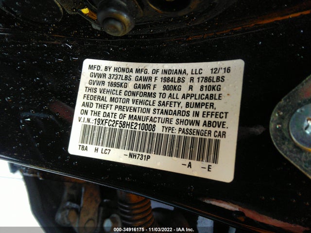 Honda Civic Sedan Lx 2017 19XFC2F58HE210008 Image 11