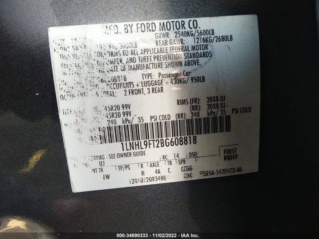 Lincoln Mks W/ecoboost 2011 1LNHL9FT2BG608818 Image 9