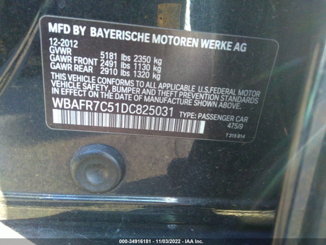 BMW 5 Series 535i 2013 WBAFR7C51DC825031 Image 9