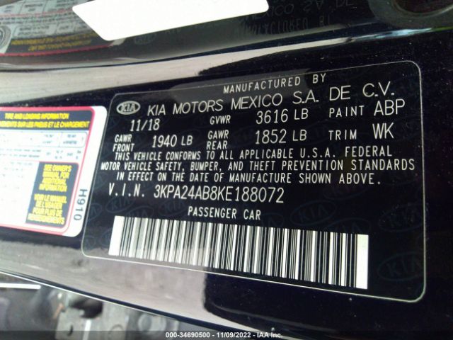 3KPA24AB8KE188072 KIA RIO LX