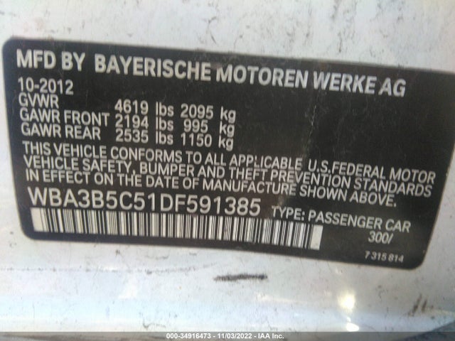 BMW 3 Series 2013 WBA3B5C51DF591385 Image 10