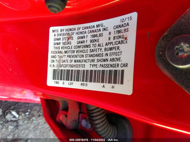 Honda Civic Sedan Ex 2016 2HGFC2F70GH523723 Image 11