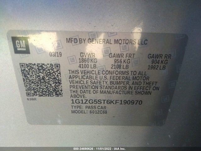 Chevrolet MALIBU RS 2019 1G1ZG5ST6KF190970 Image 9
