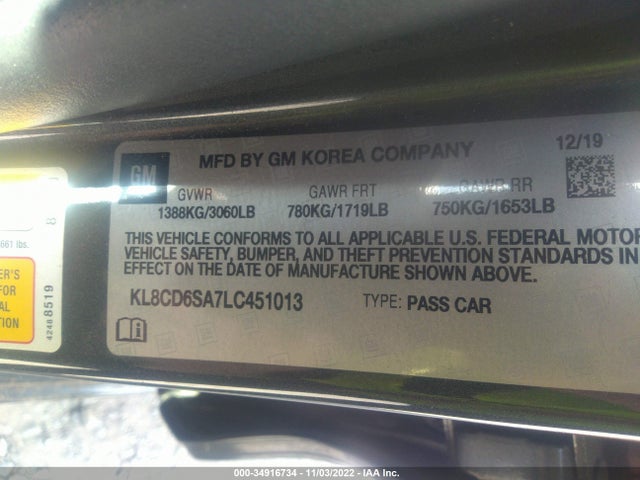 2020 Chevrolet Spark, VIN: KL8CD6SA7LC451013