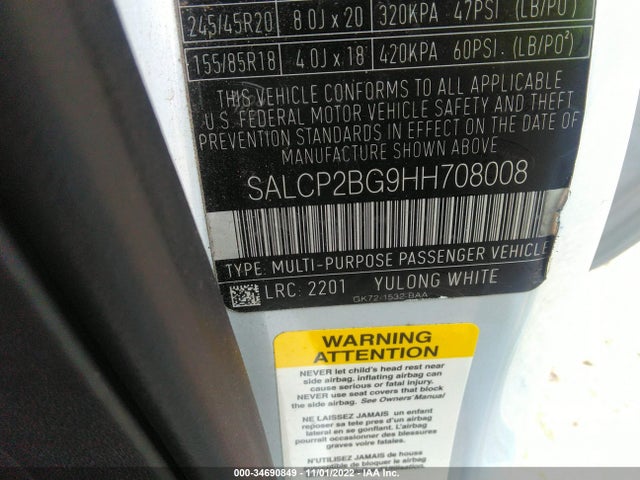 2017 Land Rover Discovery, VIN: SALCP2BG9HH708008