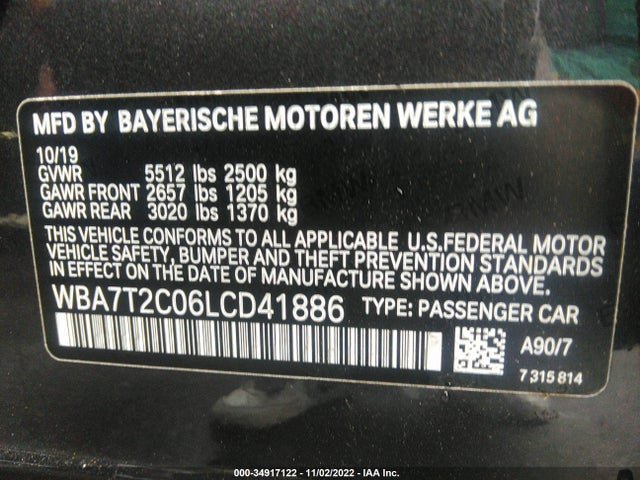 BMW 7 Series 2020 аукцион фото