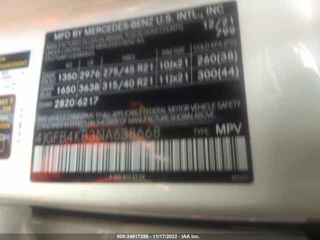 2022 Mercedes-Benz GLE-Class, VIN: 4JGFB4KB3NA638668