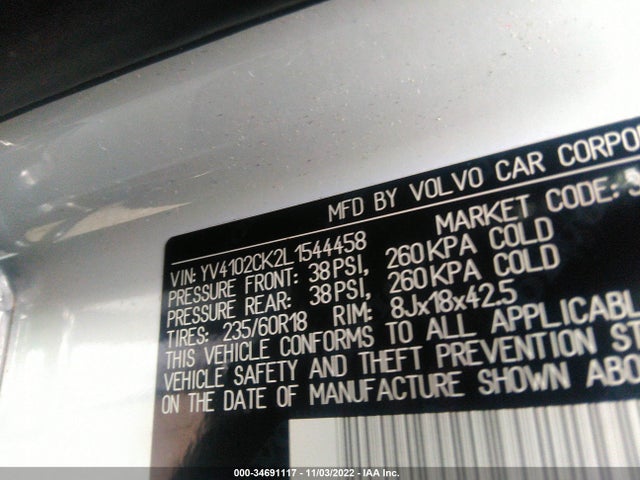 2020 Volvo XC90, VIN: YV4102CK2L1544458