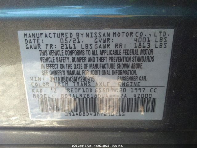 3N1AB8DV3MY290915 Nissan Sentra Sr Xtronic Cvt