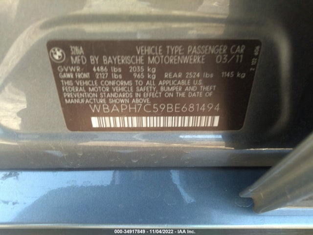 Продаж на аукціоні авто 2011 Bmw 3 Series 328i, vin: WBAPH7C59BE681494, номер лоту: 34917849