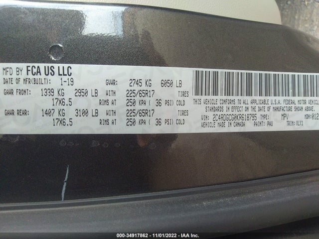 Dodge Grand Caravan Sxt 2019 2C4RDGCG0KR618795 Image 9