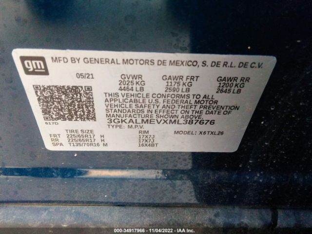3GKALMEVXML387676 GMC Terrain Sle