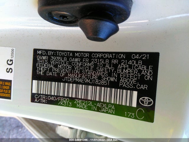 Toyota COROLLA LE 2021 JTDEPMAE9MJ182851 Image 9