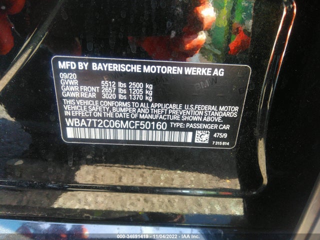 2021 BMW 7 Series, VIN: WBA7T2C06MCF50160