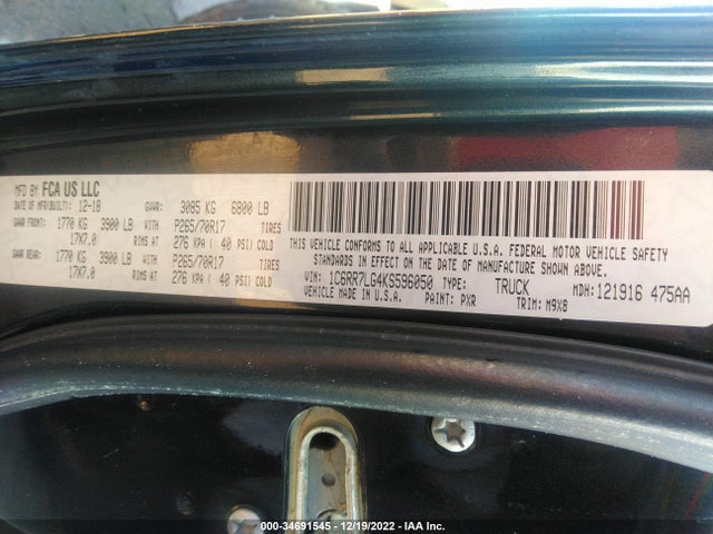 1C6RR7LG4KS596050 RAM 1500 Classic Slt
