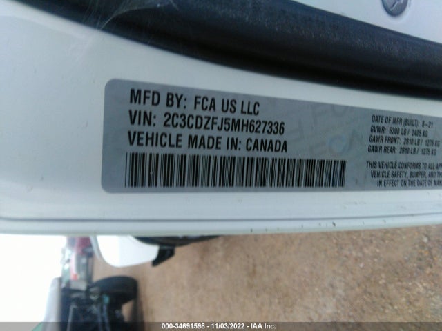 2021 Dodge Challenger, VIN: 2C3CDZFJ5MH627336