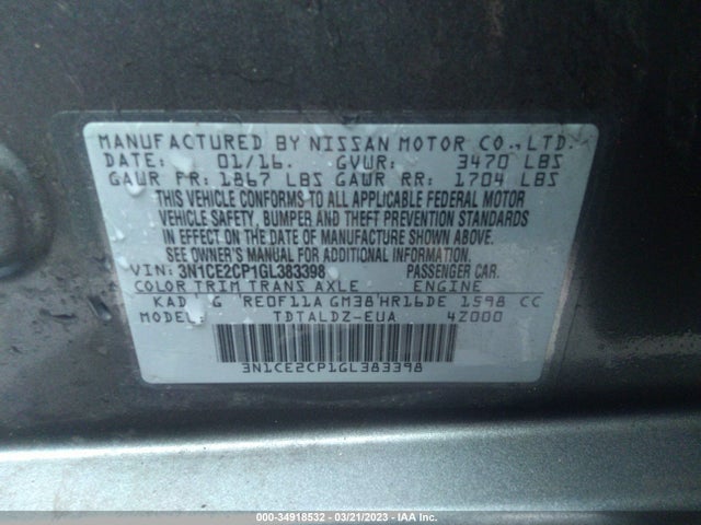 Nissan Versa Note Sv 2016 3N1CE2CP1GL383398 Image 9