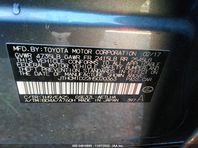JTHCM1D22H5020363 Lexus IS