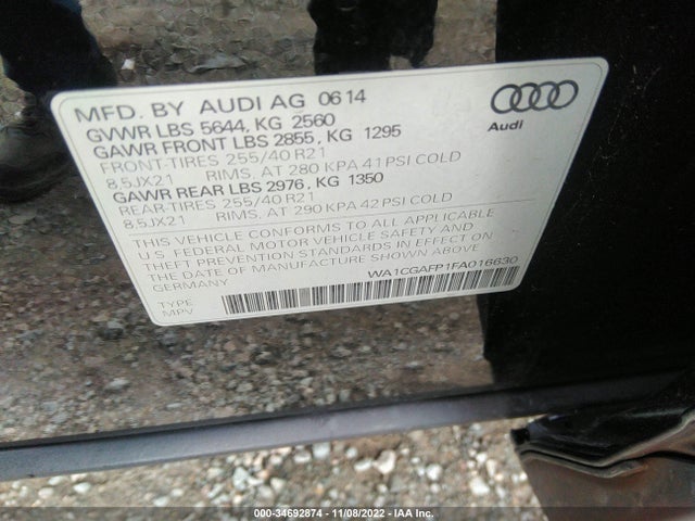 2015 Audi SQ5, VIN: WA1CGAFP1FA016630
