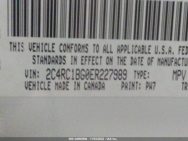 2014 CHRYSLER TOWN & COUNTRY TOURING VIN: 2C4RC1BG0ER227989