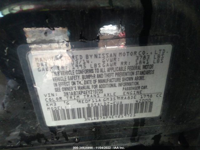 3N1AB7AP4EY219725 Nissan SENTRA SV