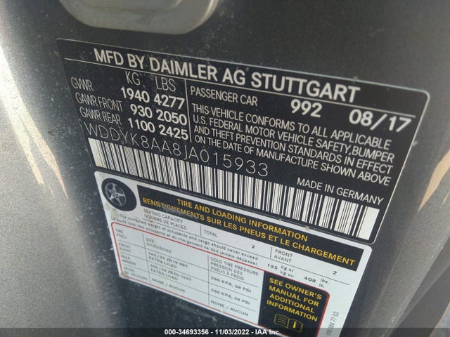 2018 Mercedes-Benz AMG GT, VIN: WDDYK8AA8JA015933