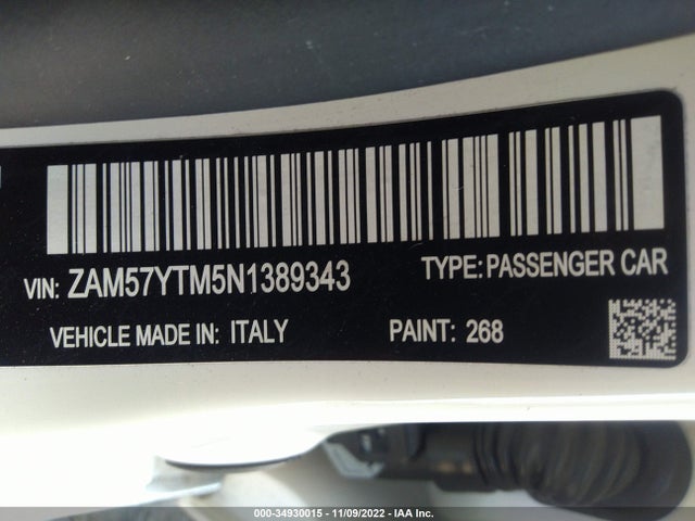 2022 Maserati Ghibli, VIN: ZAM57YTM5N1389343